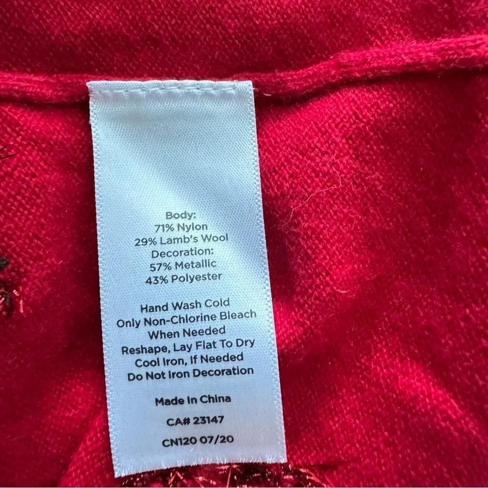 Talbots Petite Red Star Sweater MP Metallic Stars Crewneck Holiday